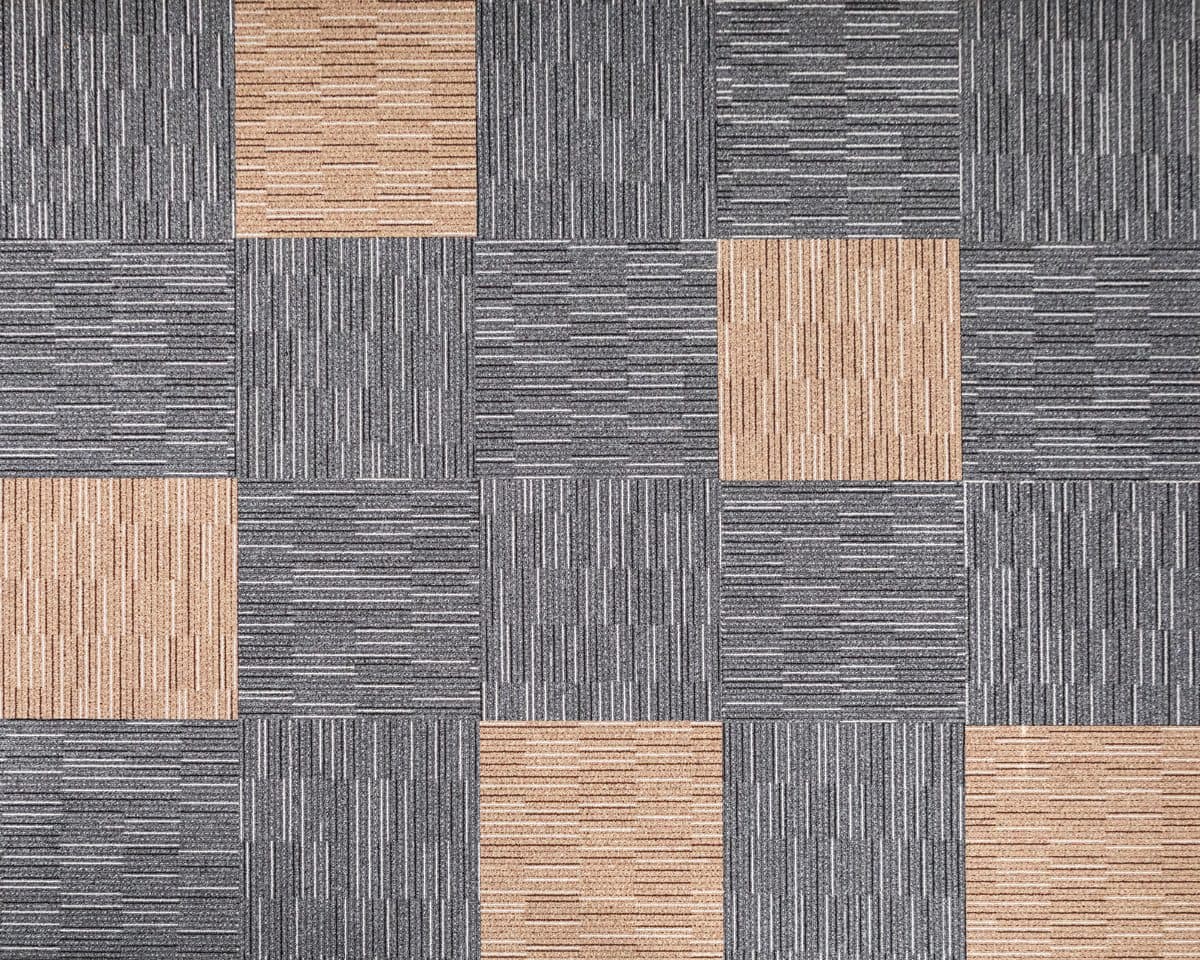 Carpet Tiles flooring finish Ray - 02 - Shadow Grey & Ray - 04 - Chocolate Brown