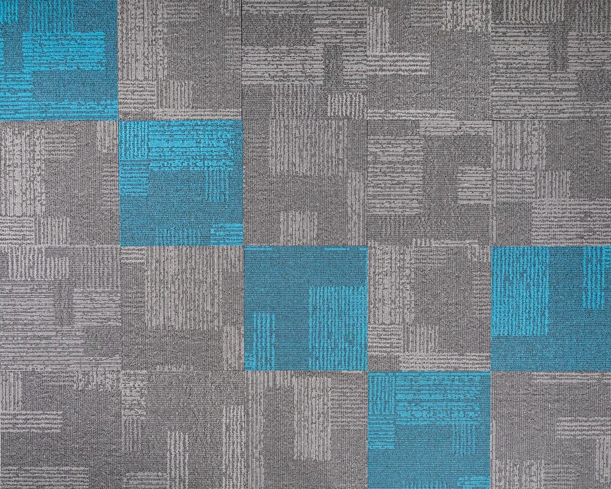 Carpet Tiles flooring finish Palo Alto - 09 - Ash Grey & Palo Alto - 11 - Aqua Blue