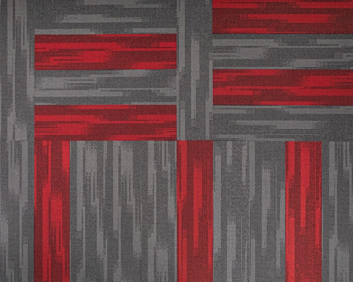 Carpet Tiles flooring finish Belle - 05 - Carbon Grey & Belle - 08 - Flaming Red