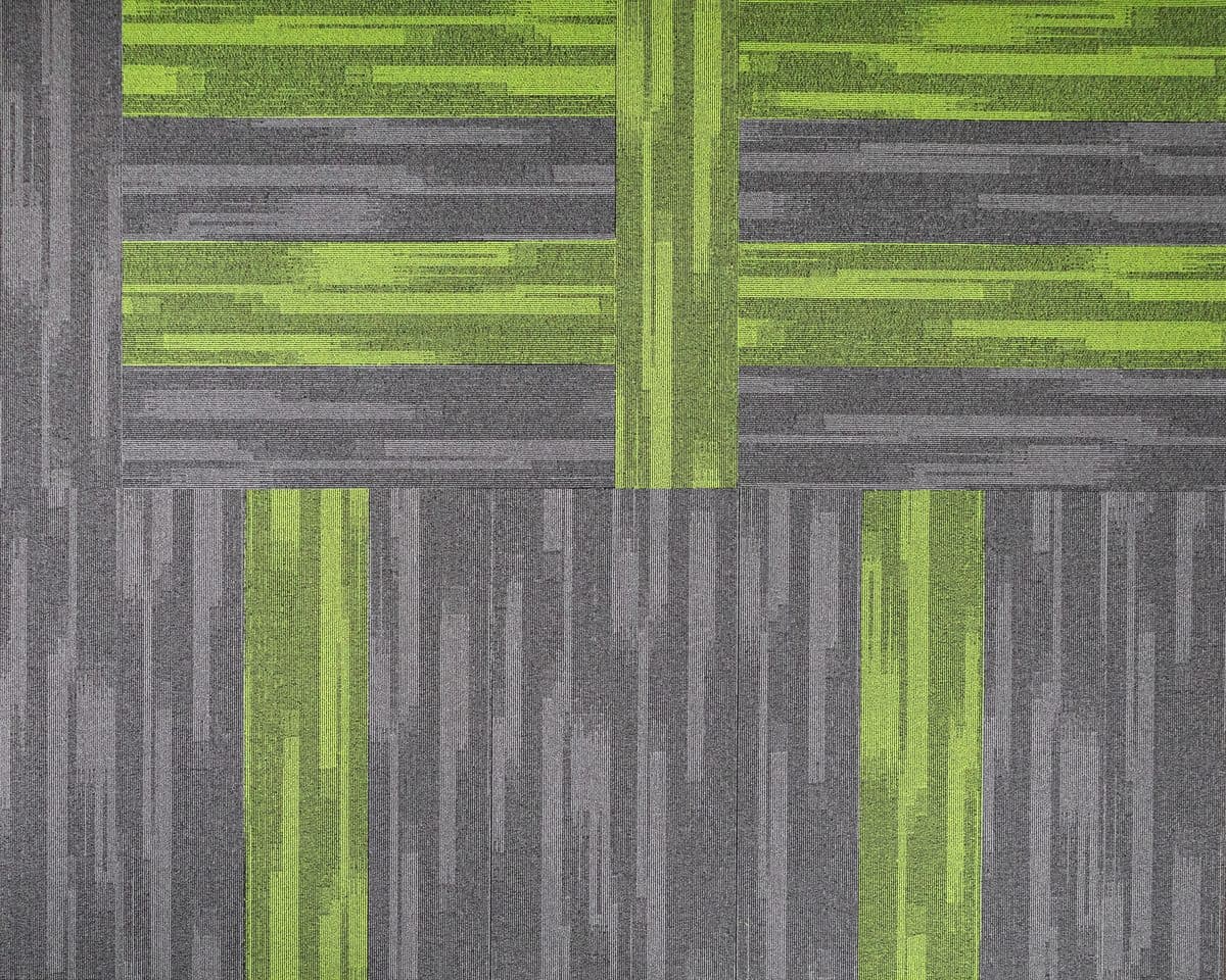 Carpet Tiles flooring finish Belle - 05 - Carbon Grey & Belle - 07 - Leafy Green